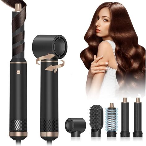 Sèche-cheveux 5 en 1 Air Styler, Brosse Soufflante Ionique avec 5 Têtes Interchangeables, Coanda Technologie, Brosse Lissante & Bouclante, Multistyler Chaud pour Cheveux Lissés Bouclés, Idée Cadeau Fe