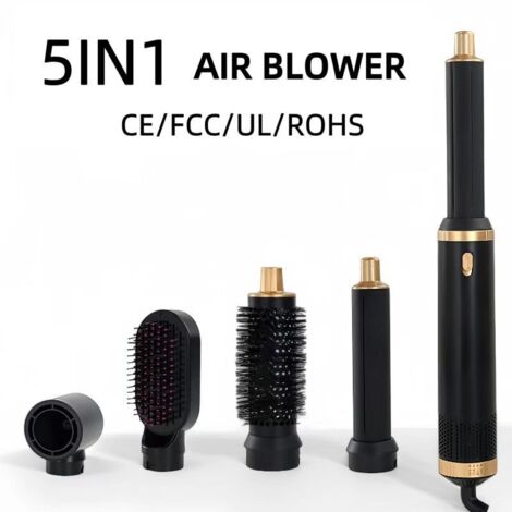 Sèche-Cheveux 5 en 1  - Brosse Coiffante, Boucleur, Lisseur, Modélisation Thermostatée-lsw