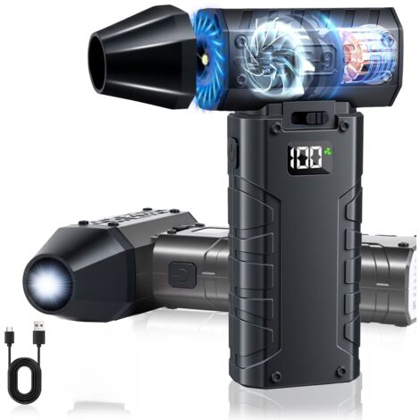 Sèche-cheveux anti-poussière - Sèche-cheveux turbo - Ventilateur jet - Sèche-cheveux portable - Avec écran LED - Interface USB-C - Antistatique, compatible avec les appareils électroniques