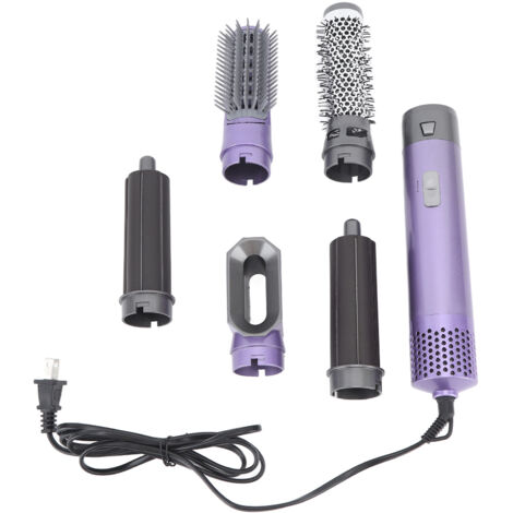 Sèche-cheveux Brosse 5 en 1 Multifonctionnel pour Lisser et Boucler les Cheveux, Prise US 110V Violet