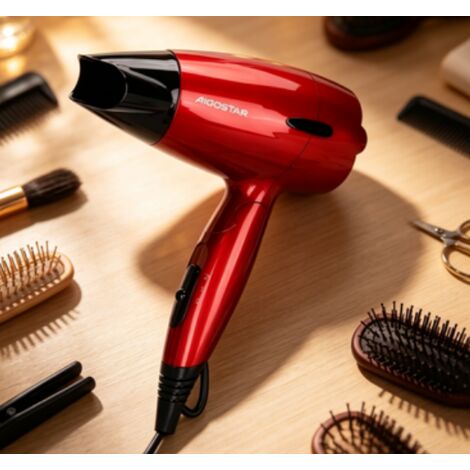 Sèche-cheveux de voyage Aigostar 1500W, pliable et portable, air chaud et froid, léger et compact, idéal pour les voyages et un usage quotidien
