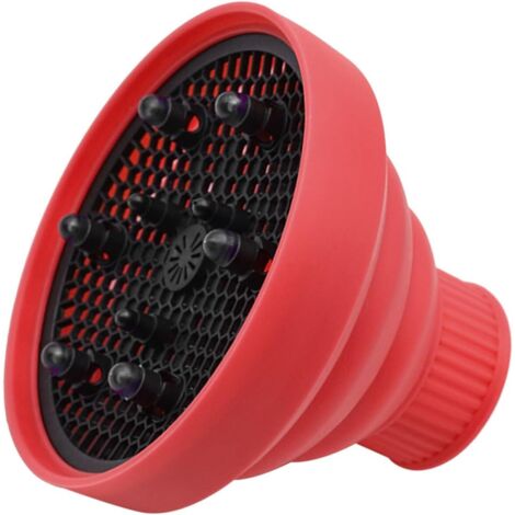 Sèche-cheveux en silicone, diffuseur portable pliable universel pour sécher les cheveux - Rouge