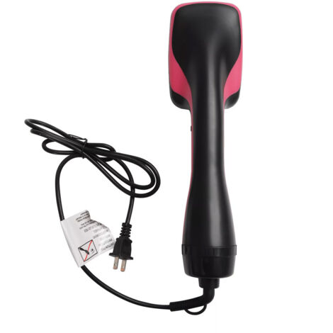 Sèche-cheveux et peigne électrique 2 en 1 multifonction, peigne pour cheveux secs et humides, peigne à air chaud, noir et rose