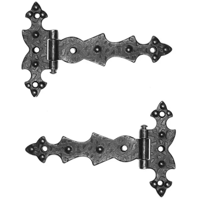 2x charnière plate meuble ancien vintage 11.36.9cm retro fer forgé noir rustique armoire porte placard
