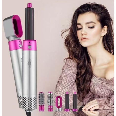 Sèche-cheveux Peigne Air Chaud Styler Peigne - ALCOMTRUE - 5 En 1 Multifonctionnel - Femme - Violet - Noir
