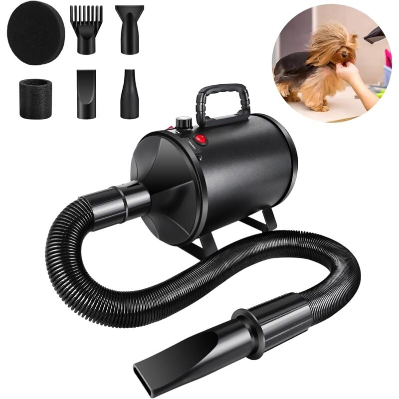 Hsha - Sèche-Cheveux pour Animaux, 2800W Blower Pulseur Pour Chien, Pet Dryer Très Silencieux Vitesse et Chaleur Réglables, Sèche-Poils Toilettage