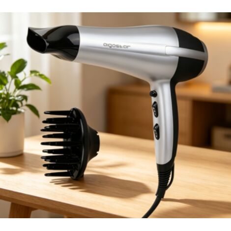Sèche-cheveux professionnel Aigostar 2200W, moteur DC haute performance, diffuseur inclus, régulation de température, séchage rapide pour maison et salon de coiffure