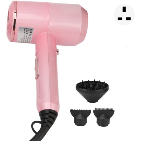 Sèche-cheveux Puissant 220V avec Protection Surchauffe et Ions Négatifs - Prise UK, Rose pour Usage Domestique