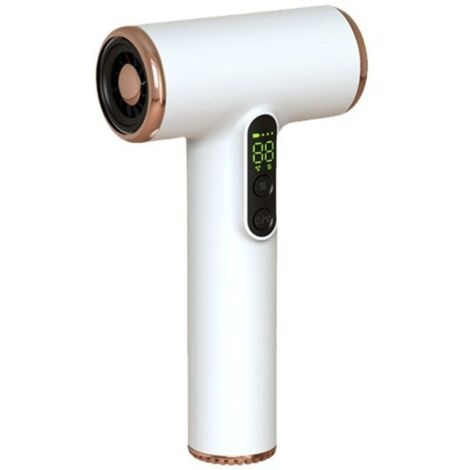 Sèche-cheveux sans fil 3 vitesses et 3 températures avec batterie, sèche-cheveux portable avec écran numérique pour femmes en camping, blanc