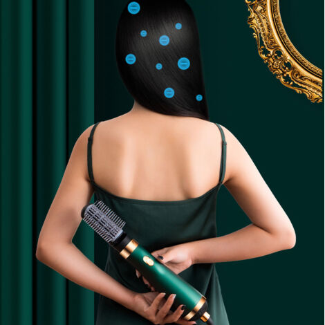 Sèche-cheveux Styling 3 en 1 : Lisseur, Boucleur et Brosse Séchante avec Ions Négatifs - Séchage Rapide - Prise Européenne 220V