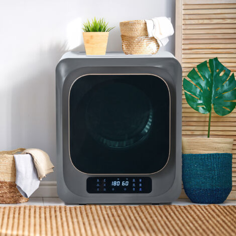 Sèche-linge compact 3 kg inox mural, 6 programmes, séchage rapide, protection surchauffe