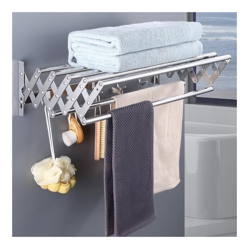 Sèche-linge mural extensible pour usage intérieur et extérieur, buanderie, salle de bain, balcon (60 cm)