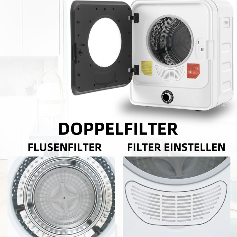 Ohjijinn - Sèche-linge Sécheur de gaz d'échappement, 3 kg, actuellement jusqu'à 4,5 kg, 830 w, filtration multiple, 5 programmes. Protection contre