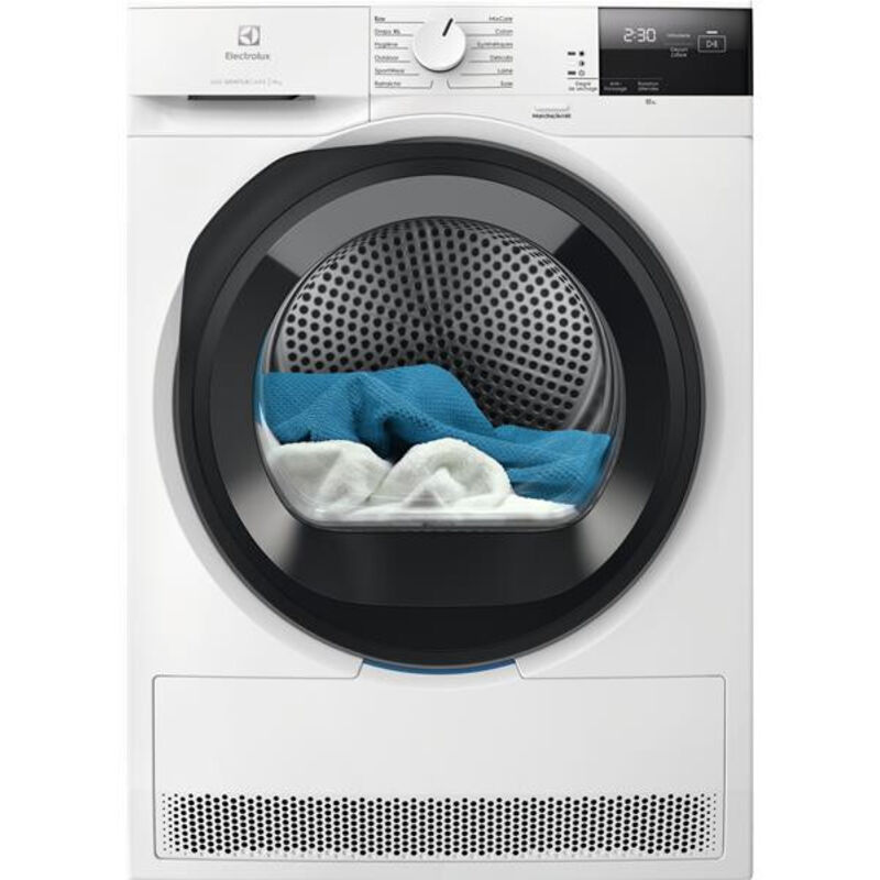 Electrolux – Sèche-linge frontal 9 kg – Technologie pompe à chaleur – 12 programmes dont MixCare – Niveau sonore 66 dB – Volume tambour 118 L –