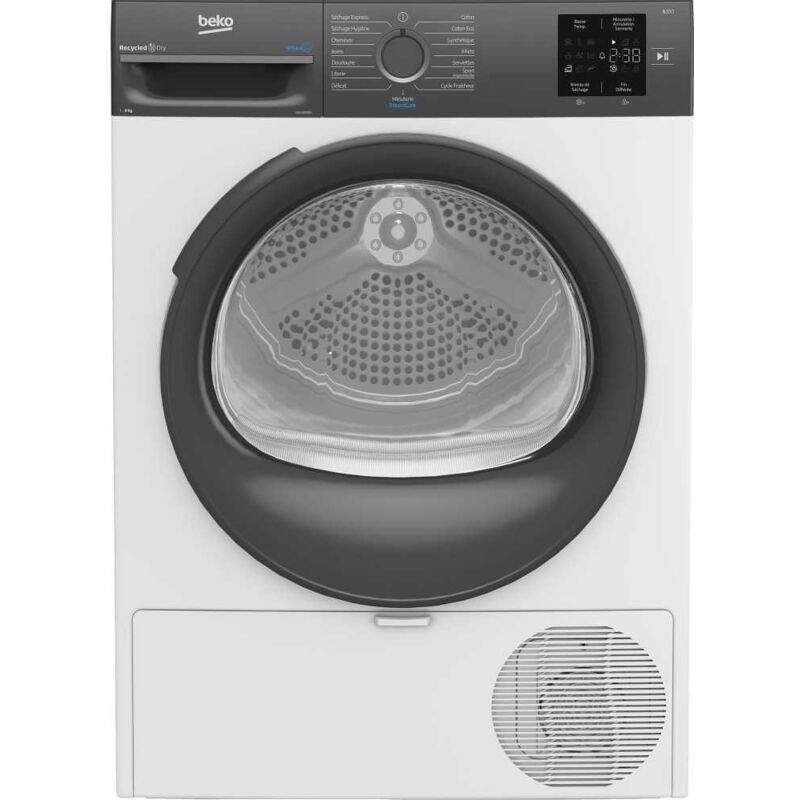 BEKO D3H28D93S B300 S&egrave;che-linge pompe &agrave; chaleur 8 kg Blanc L60cm Classe D