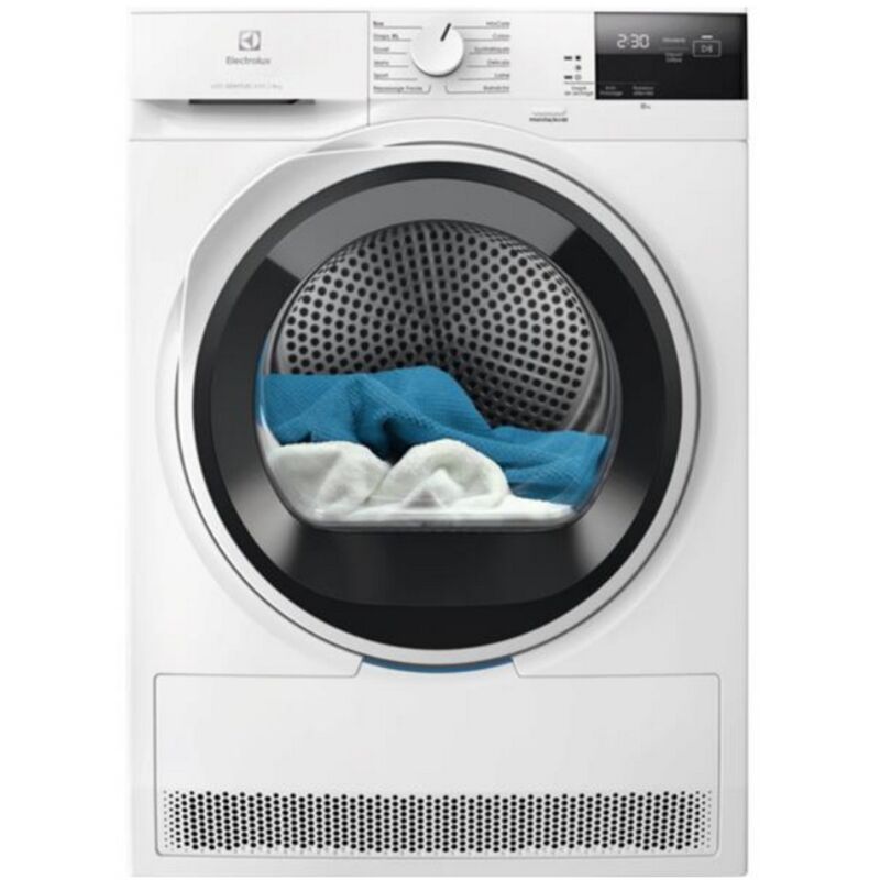 Electrolux – Sèche-linge frontal 8 kg pompe à chaleur – Classe C – 12 programmes dont Draps XL – GentleCare à basse température – EW6HI6284BN