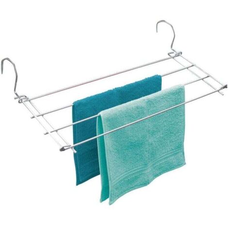 Sèche-linge pour radiateur , Idéal aussi sur balcon, baignoire, camping-car, Etendage 2,40 mètres, Métal, 57 x 7,5 x 23 cm, Argent brillant