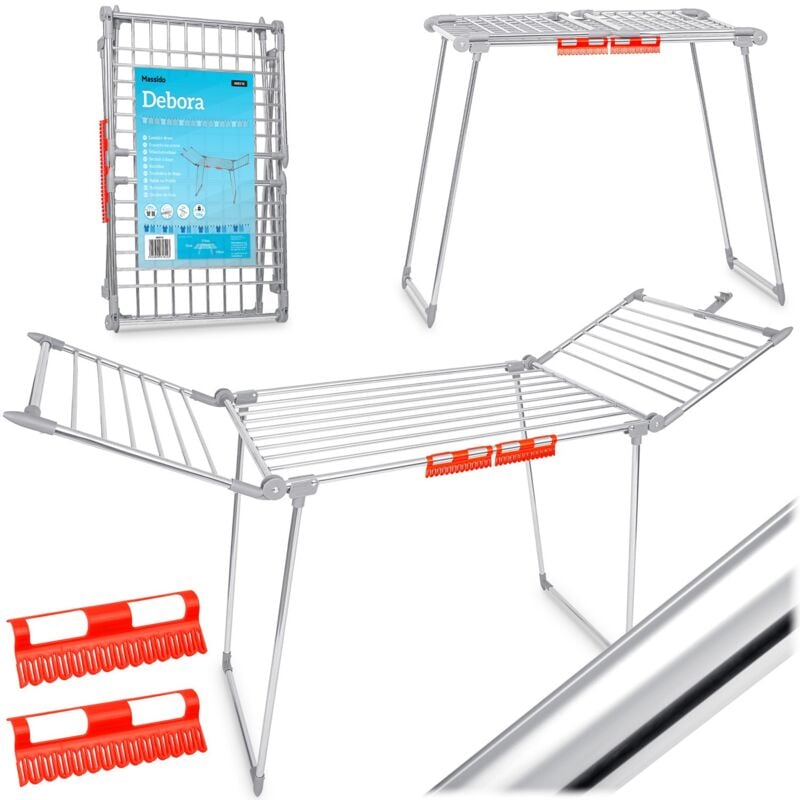 Sèche-linge sur pied pliable Debora, inox, 19 m
