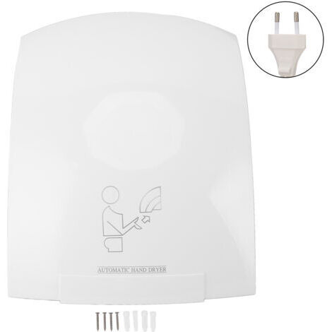 Sèche-Mains 1200 W, Séchage Rapide 10 S, Flux d'air Puissant, Conception Compacte, Capteur Automatique, Faible Consommation D'énergie pour Un Usage Commercial (Prise UE 220V 50Hz)