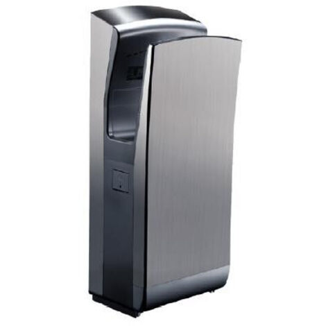 Sèche-mains à air pulsé 1650 W sur pied en inox - Dimensions : 300 x 222 x 730 mm - Inox