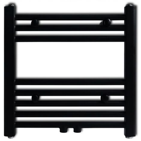 Sèche-serviette eau chaude,Sèche-Serviettes Chauffage à rails droits Noirs de 480 x 480 mm -43815
