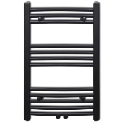 Sèche-serviette eau chaude,Sèche-Serviettes Chauffage à rails incurvés Noirs de 500 x 764 mm -79797