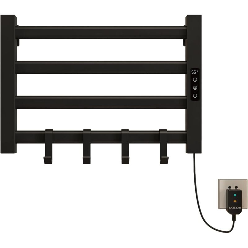 Seche Serviette Electrique 550x300mm Porte Serviettes Chauffant Porte-serviettes électrique intelligent, Étanche IP24, Réglage de la température