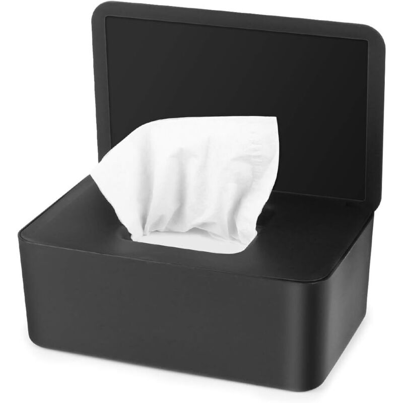 Bote de Mouchoirs Humides, Bote à Lingette Noir, Distributeur de Lingettes Humides, Bote de Rangement étanche à la Poussière pour Lingettes Humides