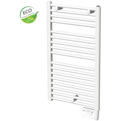 Seche-serviette electrique 750W fluide caloporteur 24 tubes droits acier blanc 1222x500mm thermostat détection de présence JARL