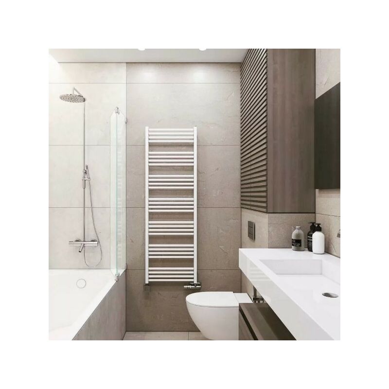 Secador de toallas eléctrico blanco - luna - 300 watt - 90 x 40 - Blanc