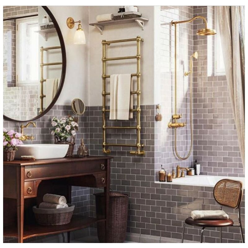 Secador de toallas eléctrico dorado - retro - 200 watt - 43 x 50,4 - Jaune