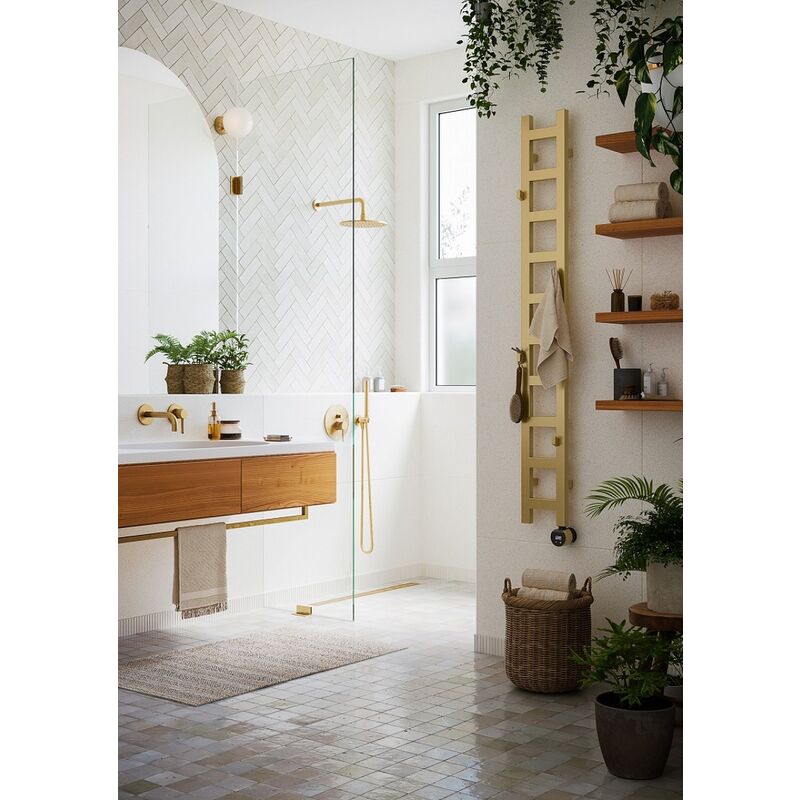 Secador de toallas eléctrico dorado - tania - 300 watt - 160 x 20 - Jaune