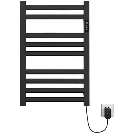 Sèche-Serviette Électrique Noir Mat, 230 W Chauffe-Serviettes 500x760mm Porte-Serviettes Chauffant Électrique Mural Température Constante Intelligente Radiateur de Salle de Bain
