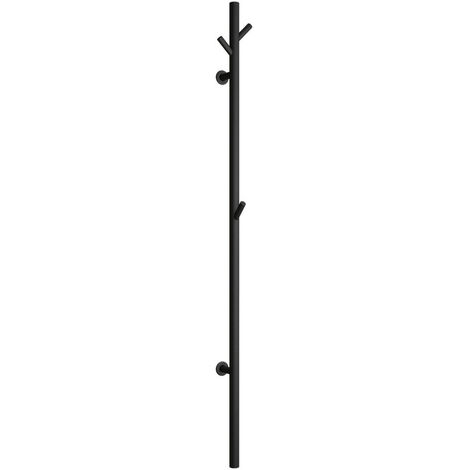 Seche Serviette Electrique Noir Mural 30W 1525×65mm Chauffage Sèche Serviettes avec 3 Patère, Radiateur Sèche Serviettes Electrique Acier Inoxydable Porte Serviettes Electrique, Hard Wired
