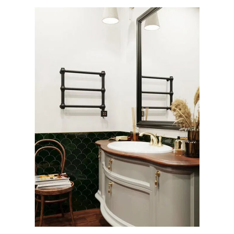 Secador de toallas eléctrico negro - retro - 200 watt - 43 x 50,4 - Noir