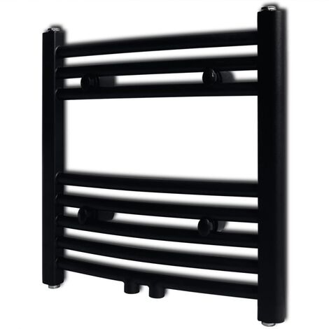 Sèche-serviettes à eau chaude à rails incurvés Noirs de 480 x 480 mm - Luxueux Chic-669042