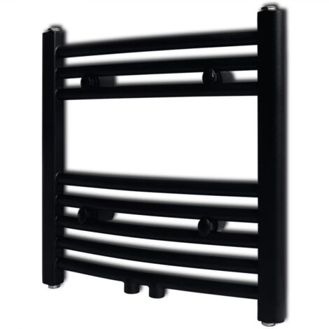 Sèche-serviettes à eau chaude à rails incurvés Style Contemporain - Noirs de 480 x 480 mm BV840882 - BonneVie