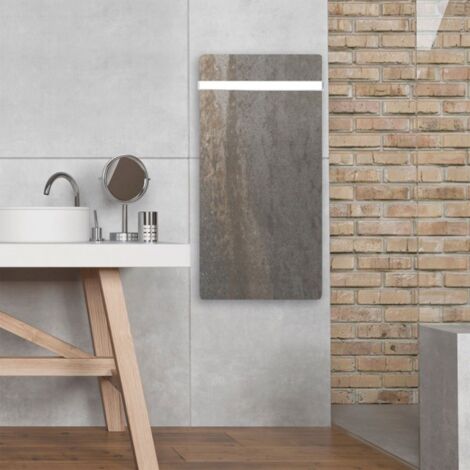 Sèche-serviettes à inertie TACTILO Vertical Terre Lunaire 1300W - Valderoma TL13BLA