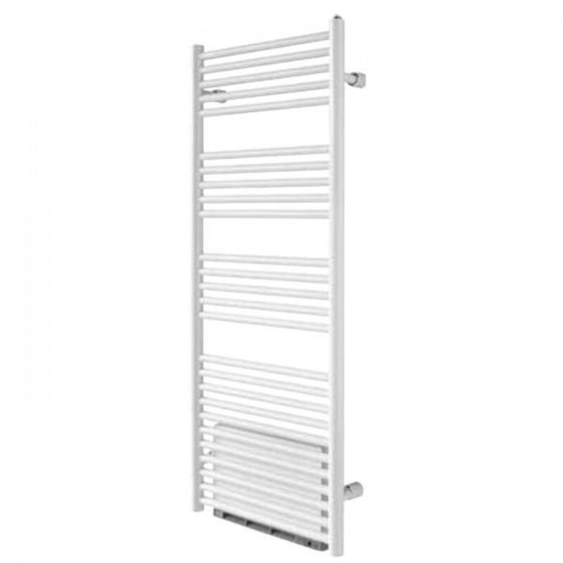 Acova – Radiateur sèche-serviettes électrique 592W – Soufflant 1000W – Acier blanc – Hauteur 1.33m – Programmation 15min à 2h – Compatible thermostat
