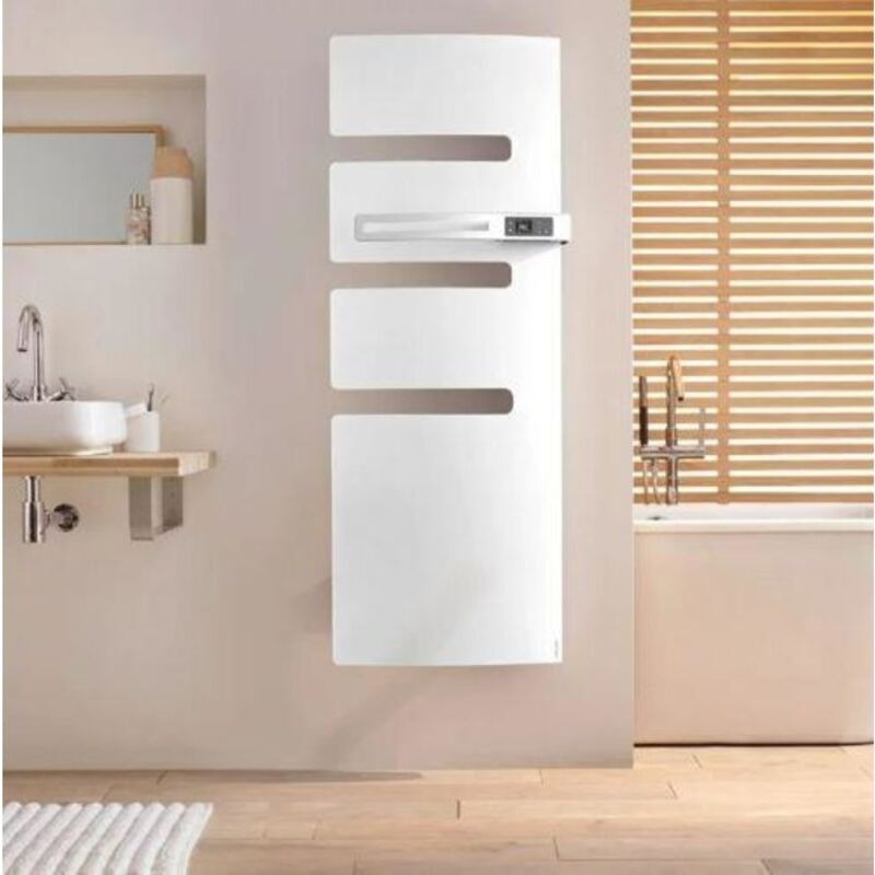 Radiateur sèche-serviettes connecté Serenis mât droite 750W Blanc - 850553 - Atlantic