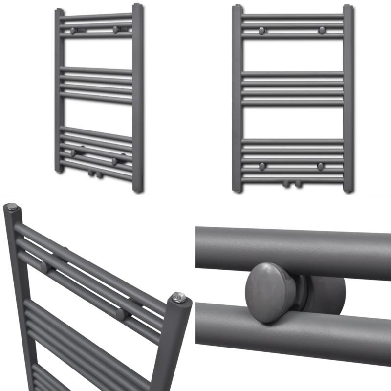 Vidaxl - Sèche-serviettes eau chaude à rails droits gris 500x764 mm - radiateur sèche-serviettes - sèche-serviettes - Home & Living - Gris
