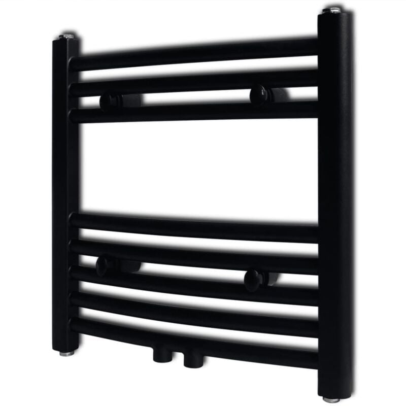 Vidaxl - Sèche-serviettes eau chaude à rails incurvés noir 480 x 480 mm