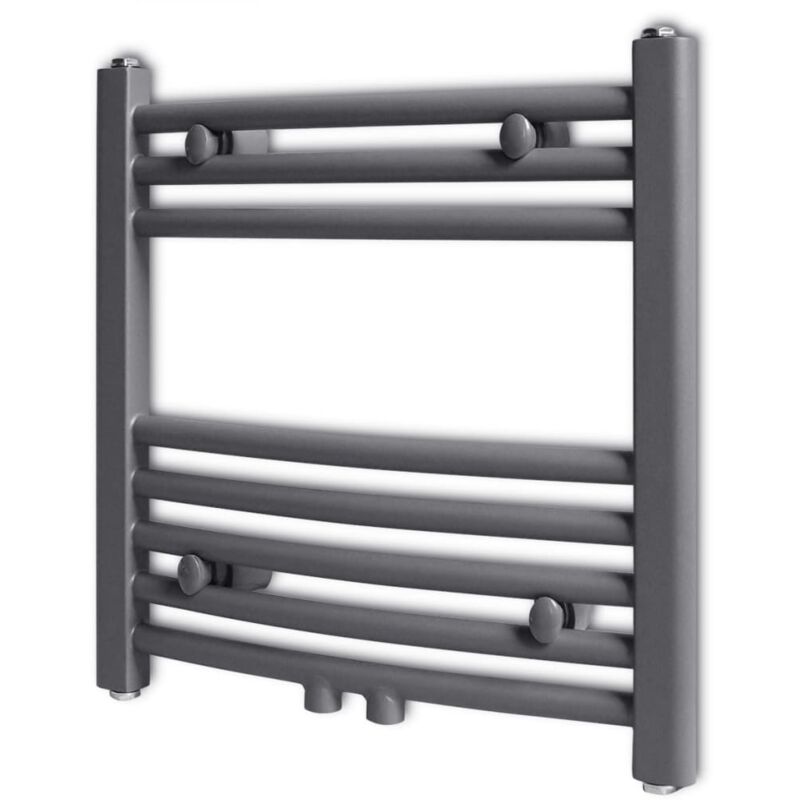 Vidaxl - Sèche-serviettes eau chaude à rails incurvés gris 480 x 480 mm