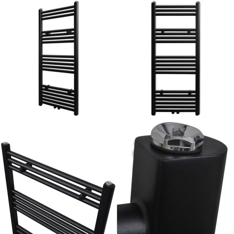 Vidaxl - Sèche-serviettes eau chaude à rails droits noir 500 x 1160 mm - radiateur sèche-serviettes - sèche-serviettes - Home & Living - Noir