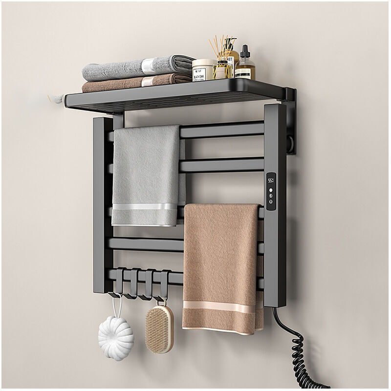 Sèche-serviettes électrique, porte-serviettes électrique à affichage numérique 100W 5 pôles, étanche IPX4, 505022 cm, nior