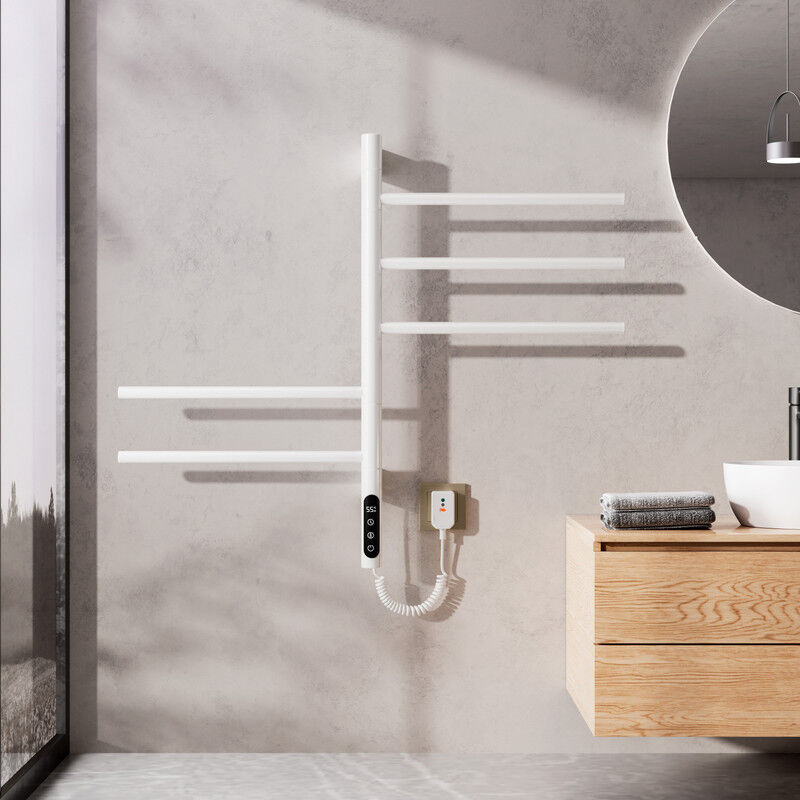 Sèche-Serviettes Électrique 660×420mm, Rotation 180° Chauffe Serviette Salle De Bain, sèche Serviette Intelligent à Température Constante WiFi,