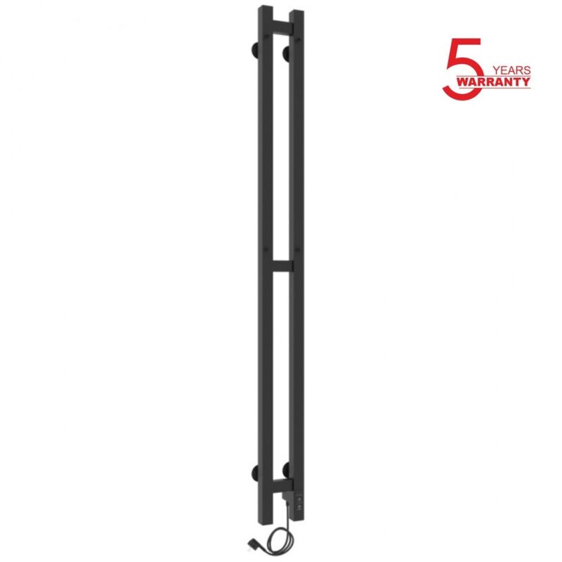 Sèche-serviettes électrique DUET 80x1200 avec minuterie ECO, 80W, Noir