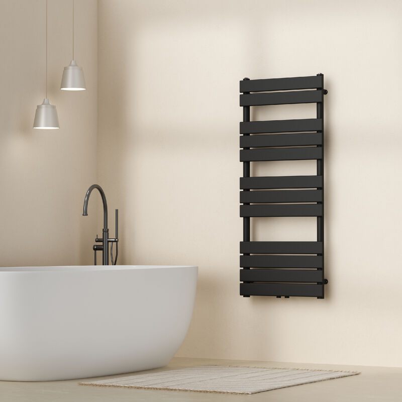 [neu.haus] - Radiateur sèche-serviettes Voss à lames plates acier 120 x 50 cm noir