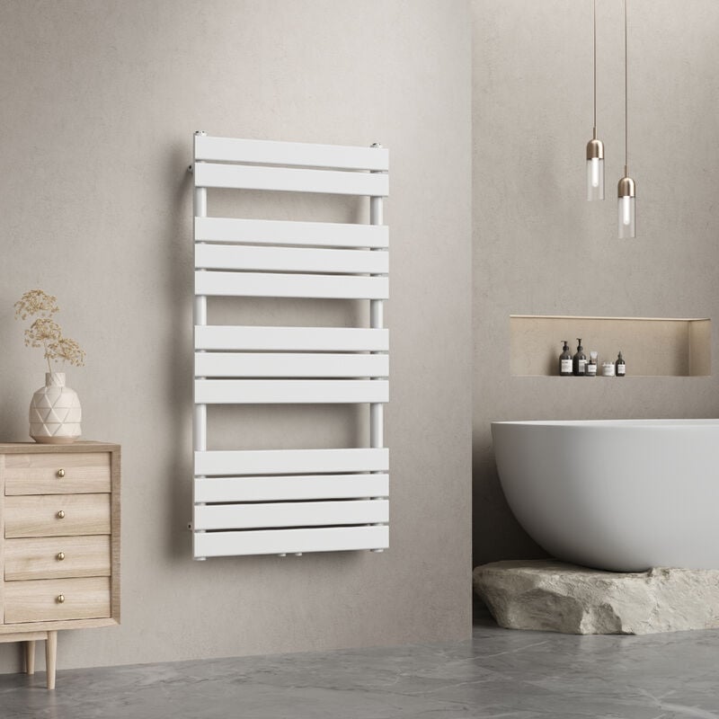 [neu.haus] - Radiateur sèche-serviettes Voss à lames plates acier 120 x 60 cm blanc