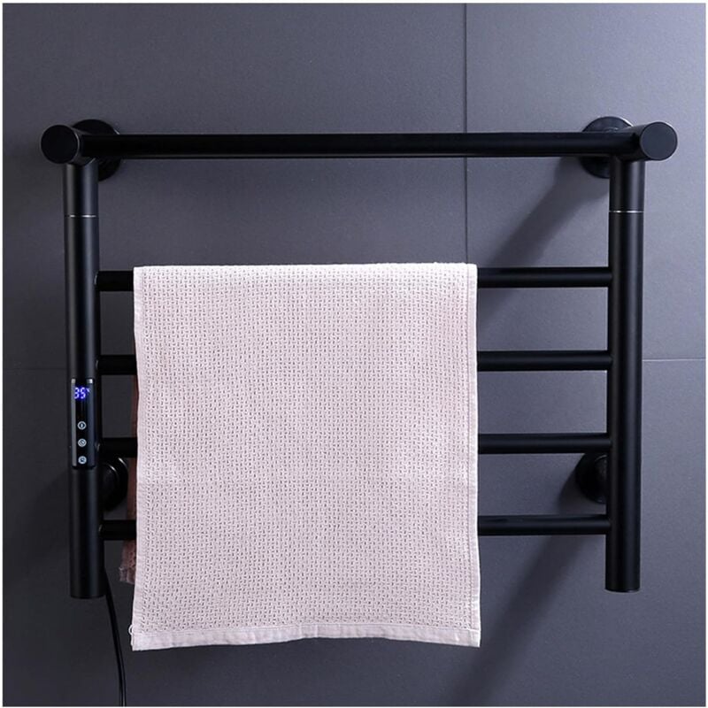 KZQ - Sèche-Serviettes Électrique, Porte-Serviettes Chauffant en Mural 100W Radiateur Porte-Serviettes Aluminium Chauffe-Serviettes avec Minuteur